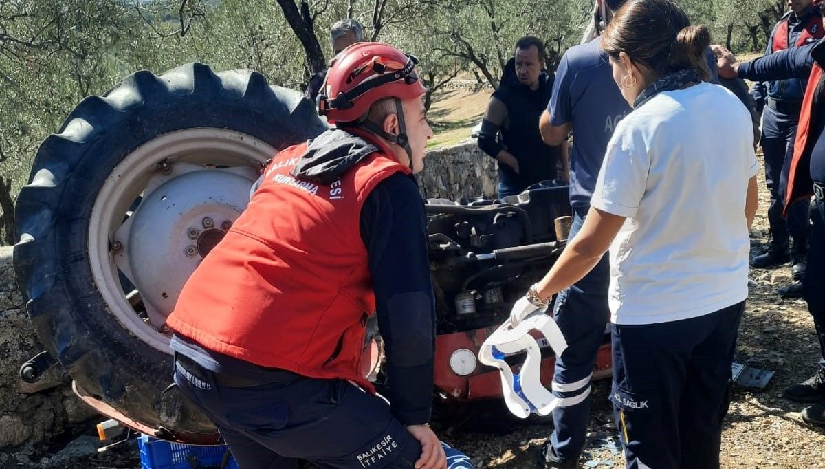 balikesirde traktor devrildi surucu yaralandi ZG6PGGAt